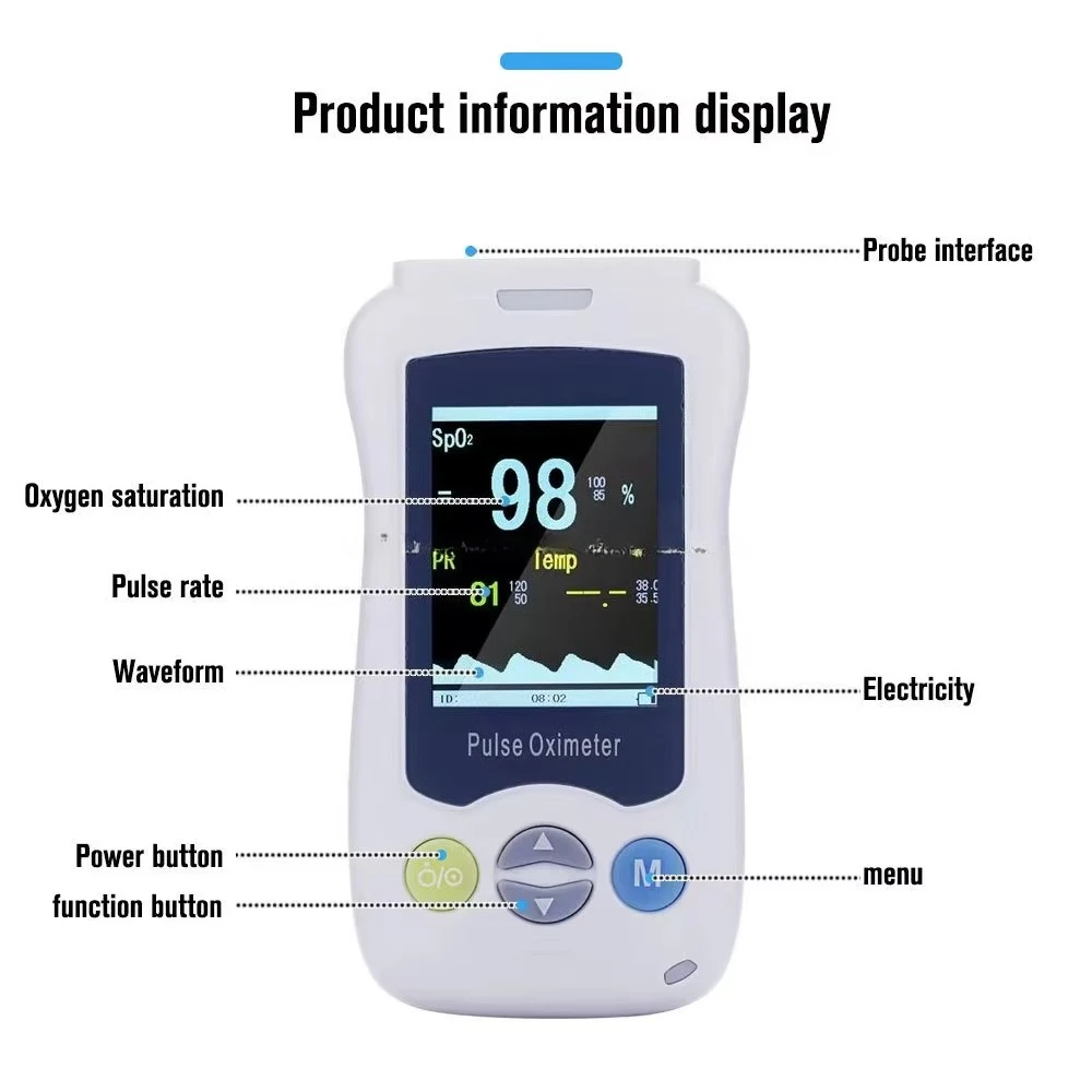 Animal Handheld Rechargeable Pulse Oximeters Home Saturimetro Oxygen Saturation Pulse Oximeters for Dog Cat