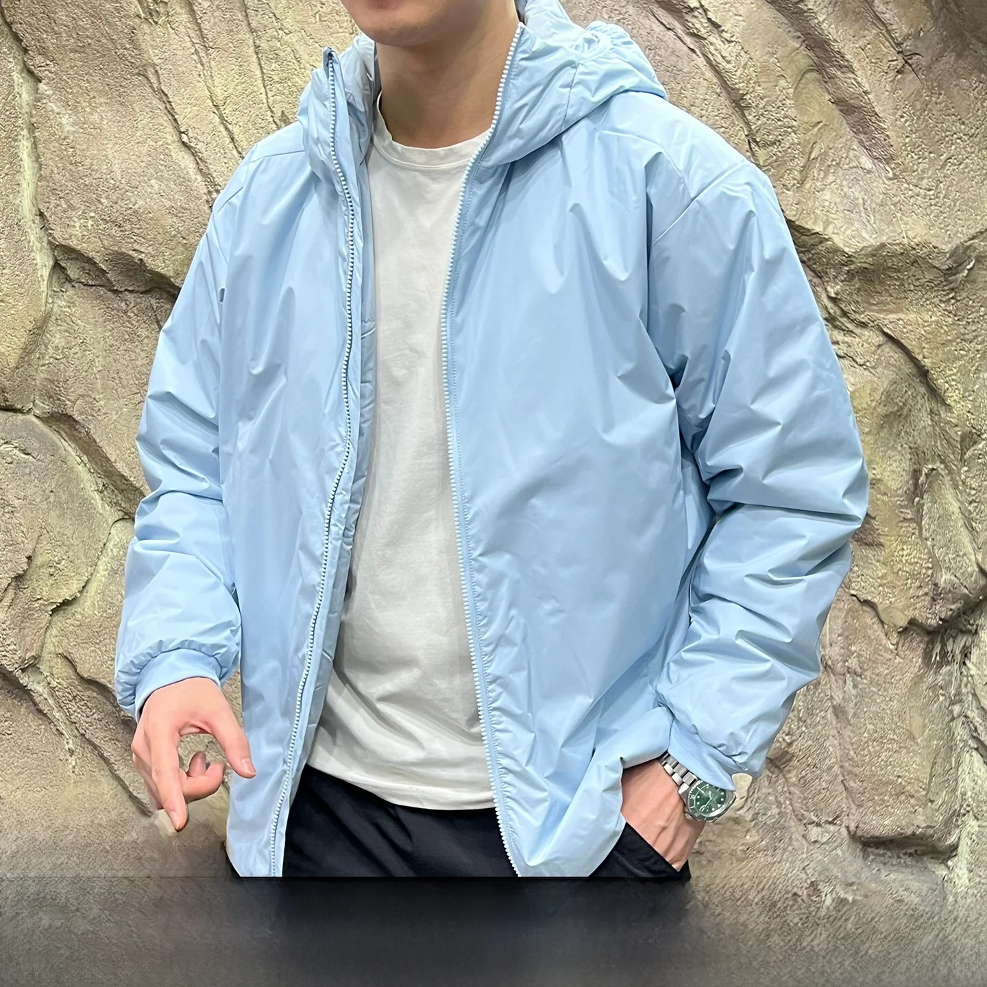 

Sorona Warm Cotton Outdoor Waterproof Windproof Lightweight Hooded Couples Jaet Youth Casual Long Sve Polyester Fiber