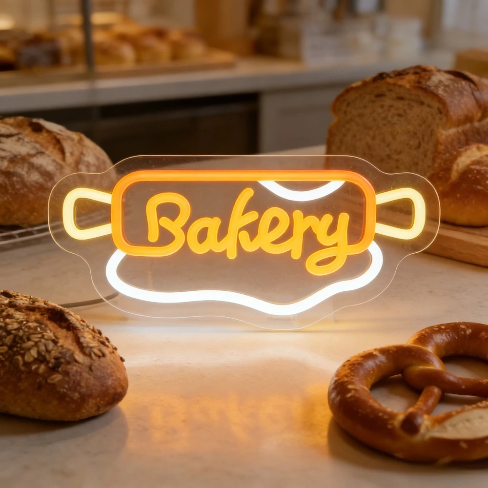 

Неоновая вывеска «Тестораскатка» с LED-подсветкой, USB, регулируемая, оранжево-желтая, для пекарни, кафе, кухни, ресторана, пищевого бизнеса, декор для стен