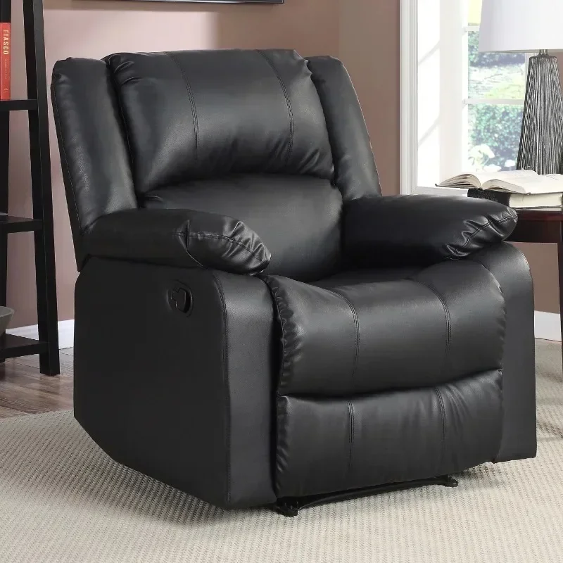 

Relax-a-Lounger Warren Standard Manual Recliner, Black/Beige Faux Leather