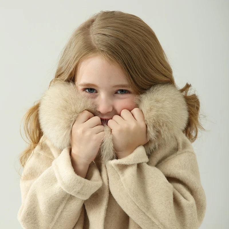 Hooded Double-sided Cashmere 2022 New Winter Children\'s Clothes Baby Wool Coat Girls Fur Coat Winter Clothes for Girls