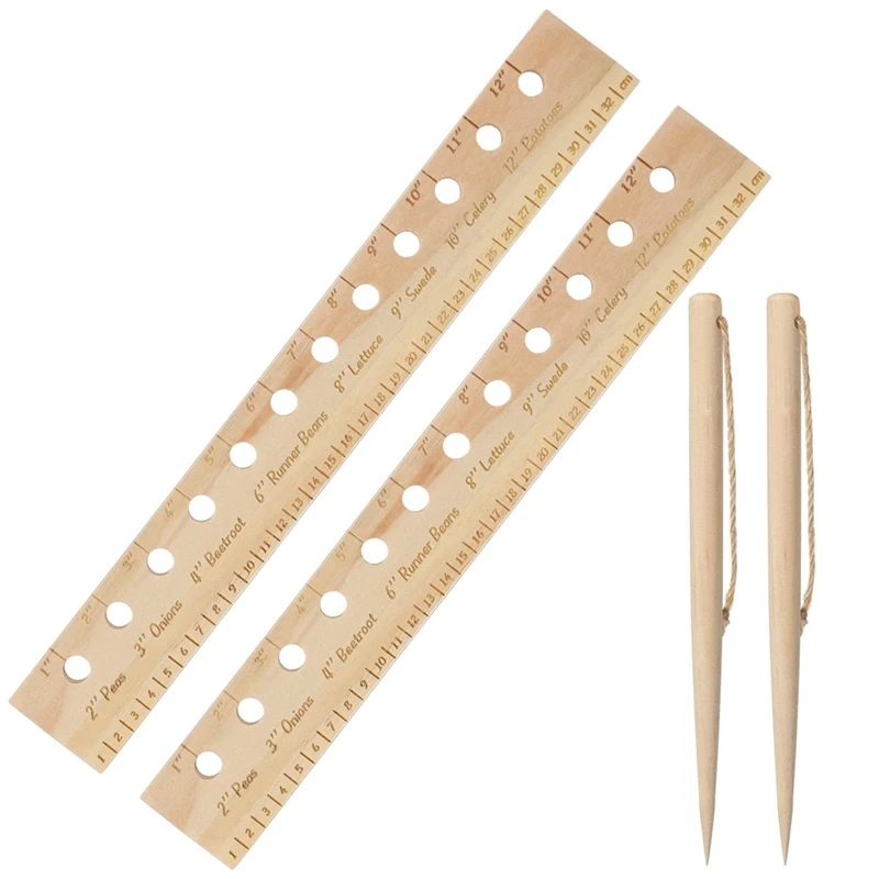 2 Wooden Plant Seed Spacing And Interval Ruler With Vegetable Spacing Suggestions Seed Spacer For Precise Planting