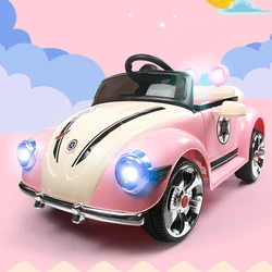 Dual electric dual drive children's electric car four wheel car cool light charging toy car can sit music early education Prince