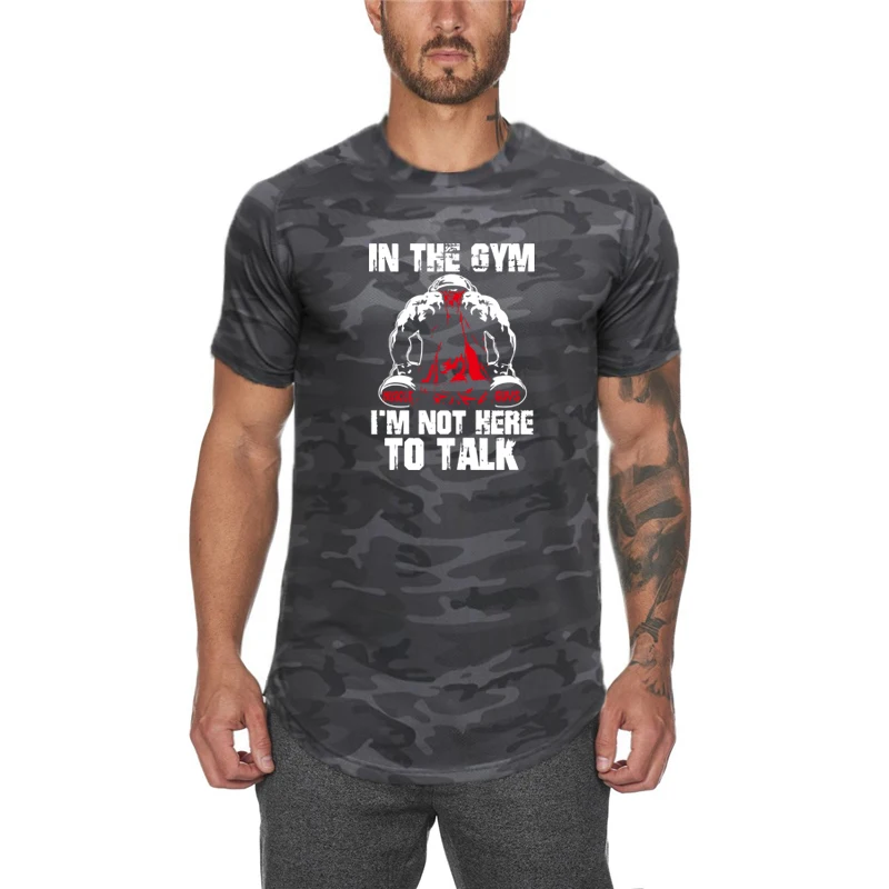 Summer Quick Dry Breathable Mesh Shirts Camouflage Gym Fitness Workout Muscle Short Sleeve T-shirts Mens Bodybuilding Clothing