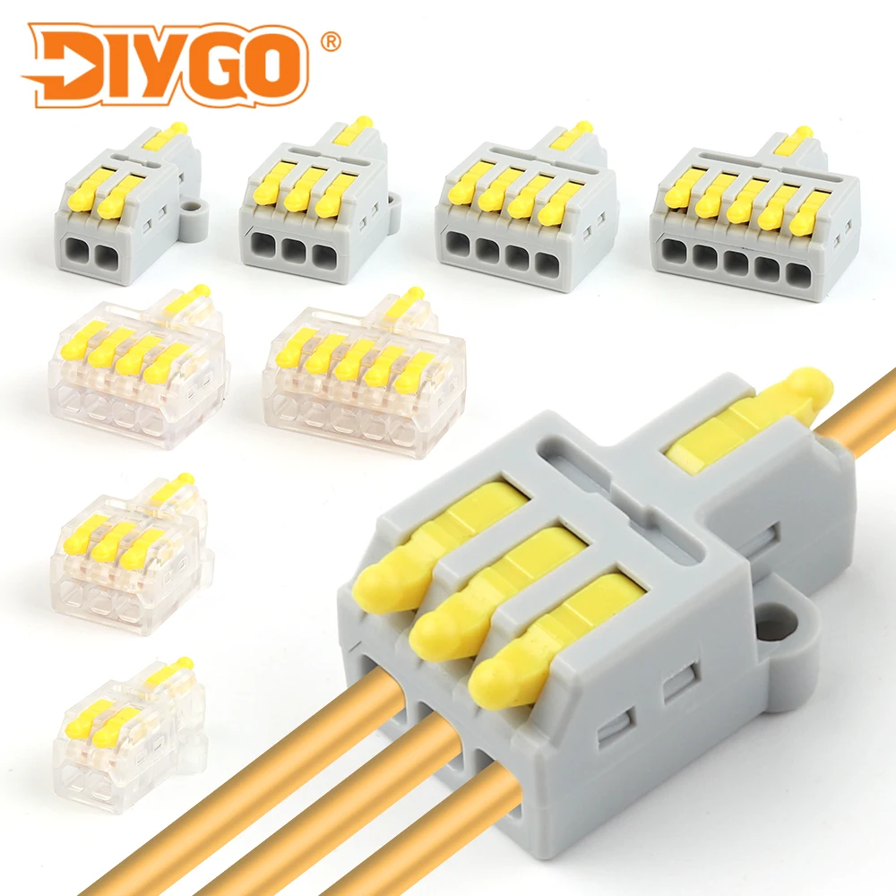 

50PCS Universal Compact Quick Wire Connector 2/3/4/5 Ports Push-in Conductor Electrical Wiring Cable Connector With Fixing Hole