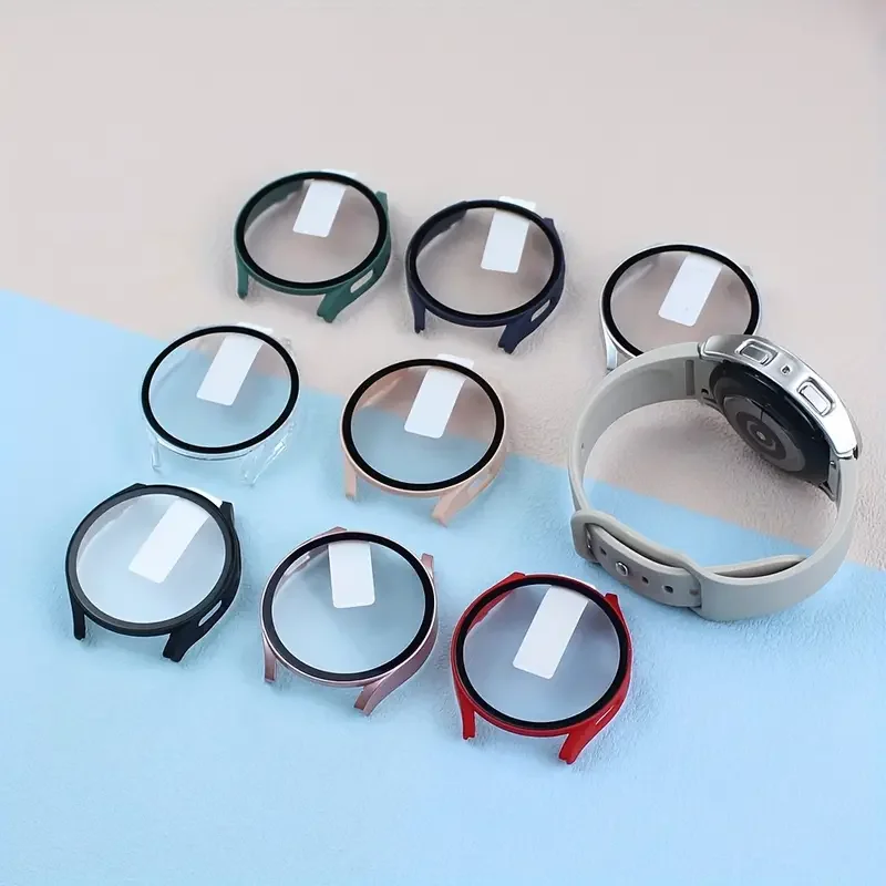 حافظة من الزجاج المقسى + PC لساعة سامسونج جالاكسي 7/6/5/4 غطاء 44 مللي متر 40 مللي متر واقي شاشة كامل الوفير ملحقات ساعة جالاكسي FE