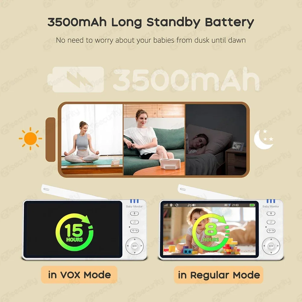 5 Polegada hd monitor do bebê pan-tilt-zoom câmera do telefone do bebê mãe crianças conversa bidirecional visão noturna bebe babá sem fio babá