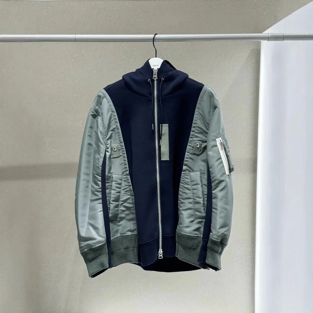 

2024 autumn and winter new loose hoodie splicing men's and women's hooded coat trend