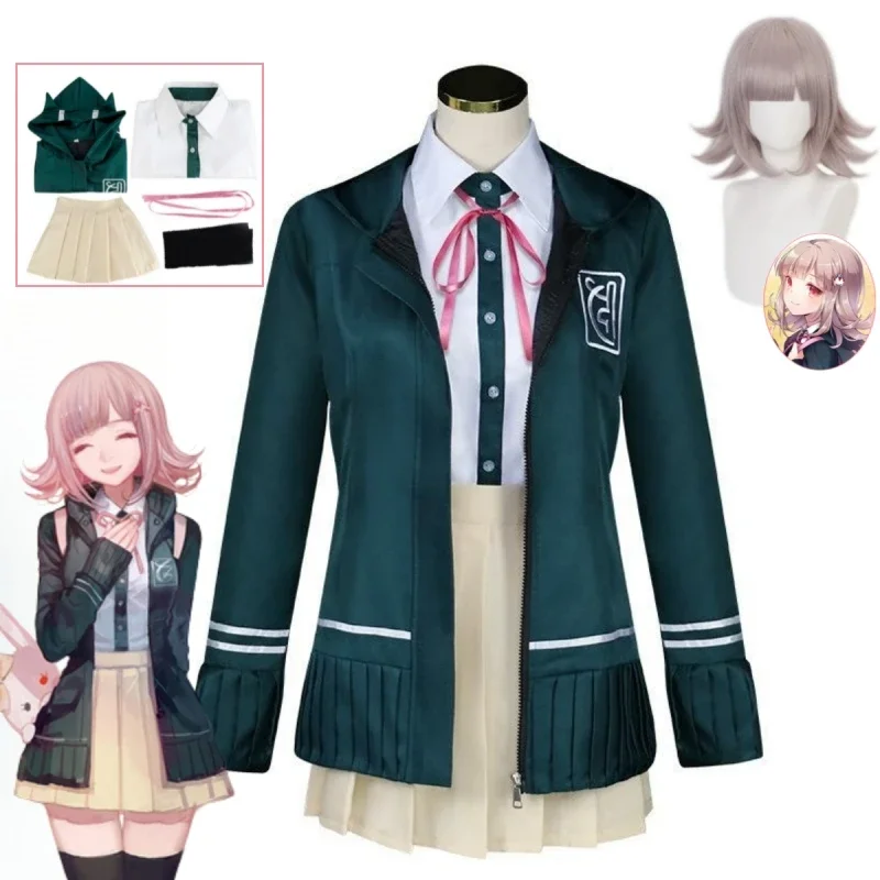 Disfraz de Anime Super DanganRonpa Nanami ChiaKi para niñas, uniforme de escuela secundaria JK, uniforme de marinero, Falda corta Loli