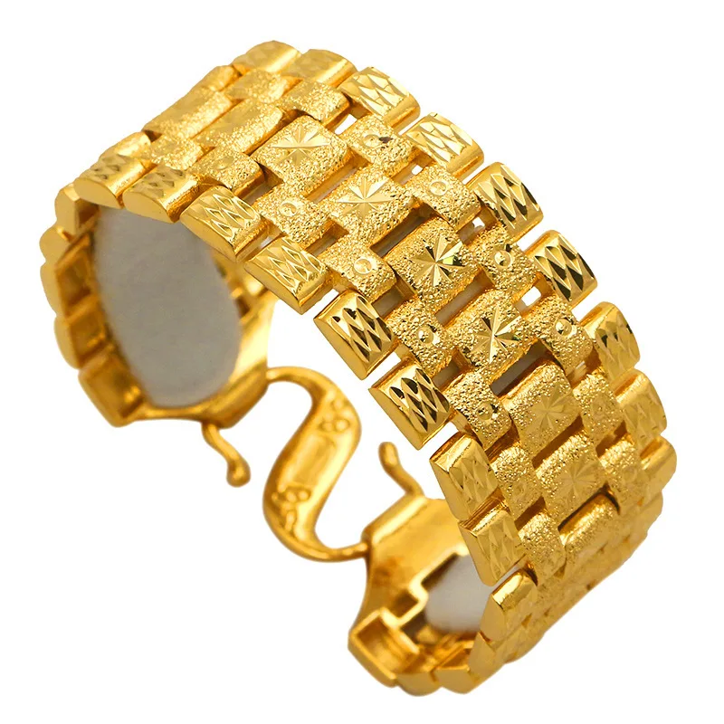 

9999 толстое золото, модные японские и корейские мужские часы из чистого 24-каратного настоящего золота с цепочкой Pixiu S, широкий браслет с пряжкой
