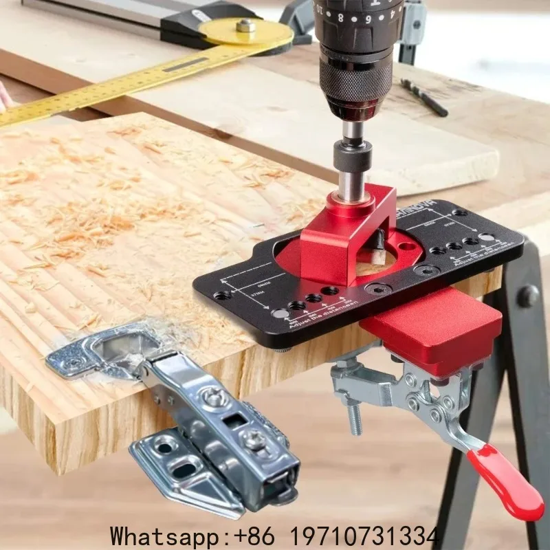 Woodworking Hole Drilling Guide Locator 35mm Hinge Boring Jig with Fixture Aluminum Plastic Hole Opener Template Door Cabinets