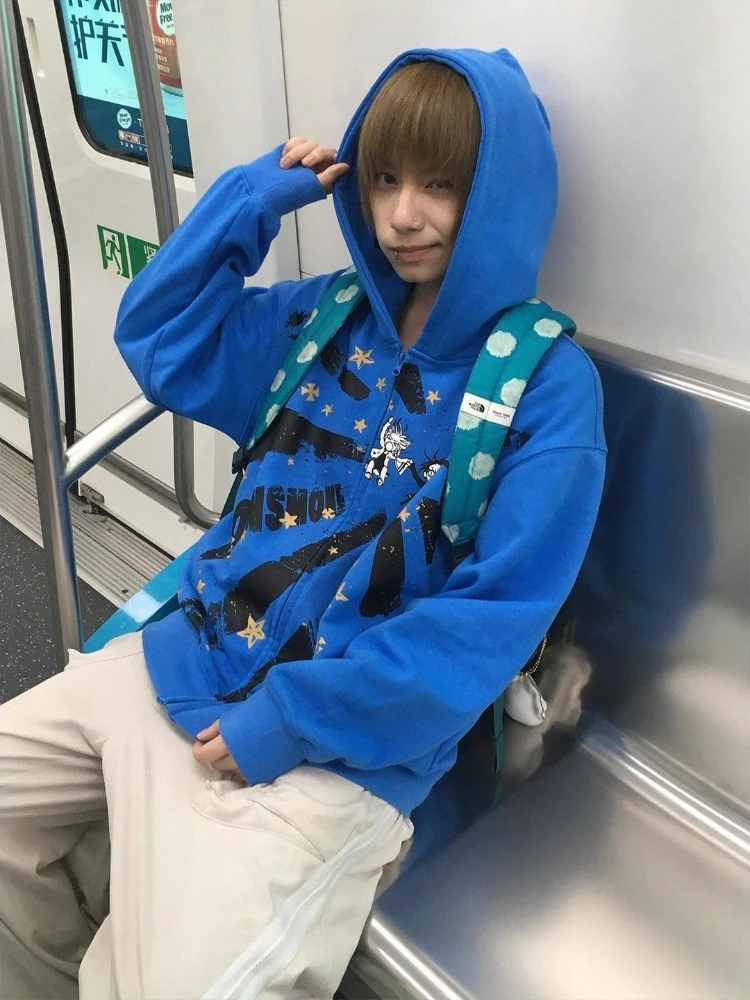 

Y2k Subculture, американская винтажная куртка с капюшоном и длинным рукавом, женская повседневная уличная одежда, пальто в стиле панк, ретро, на молнии, осень 2021, осень