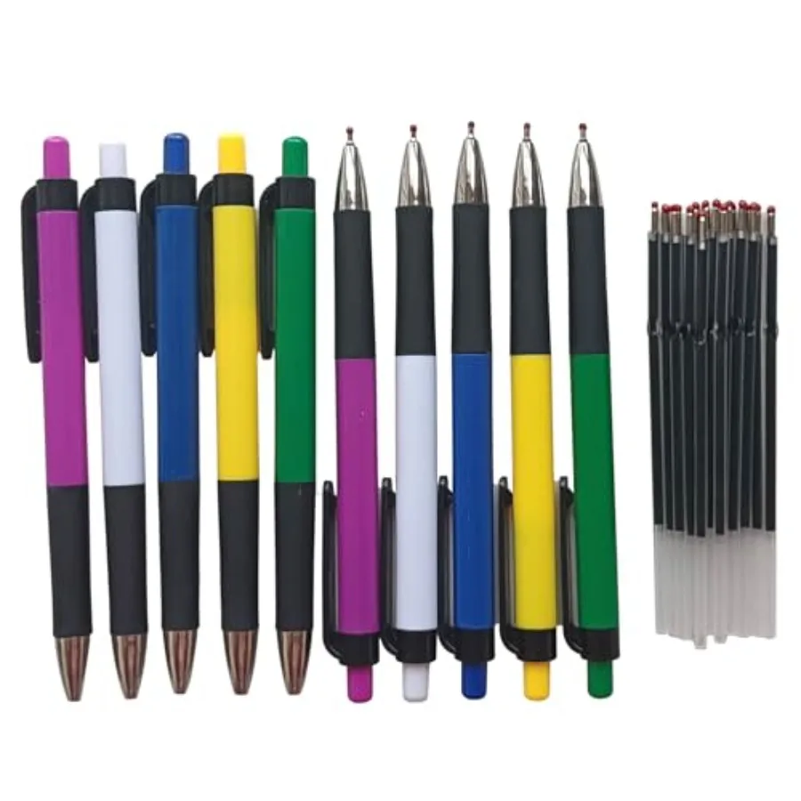 

0.7mm Ballpoint Pen Refills Blue Ink 10 Pens with 20 Refills Value-for-Money Set Blue Pen and Refill