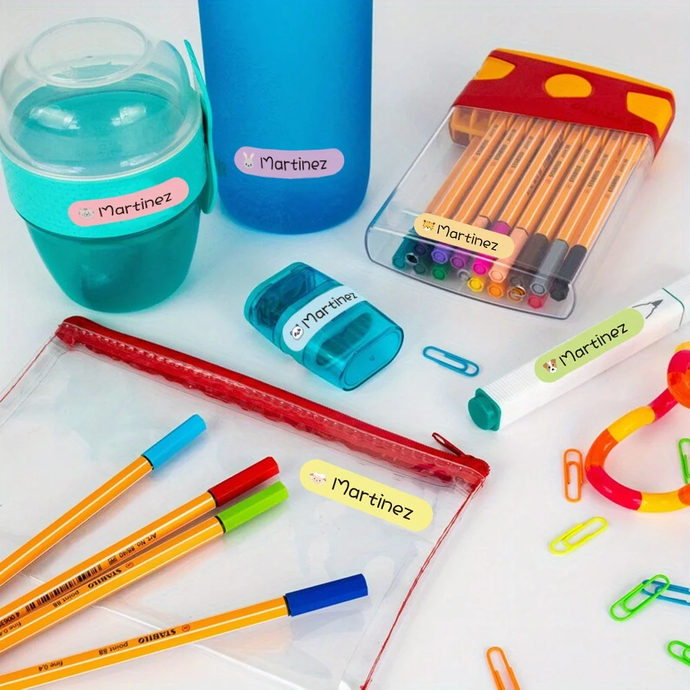 

Custom Name Stickers for School Supplies – Animal Design, Waterproof & Durable – 60/120/180/240 Sheets