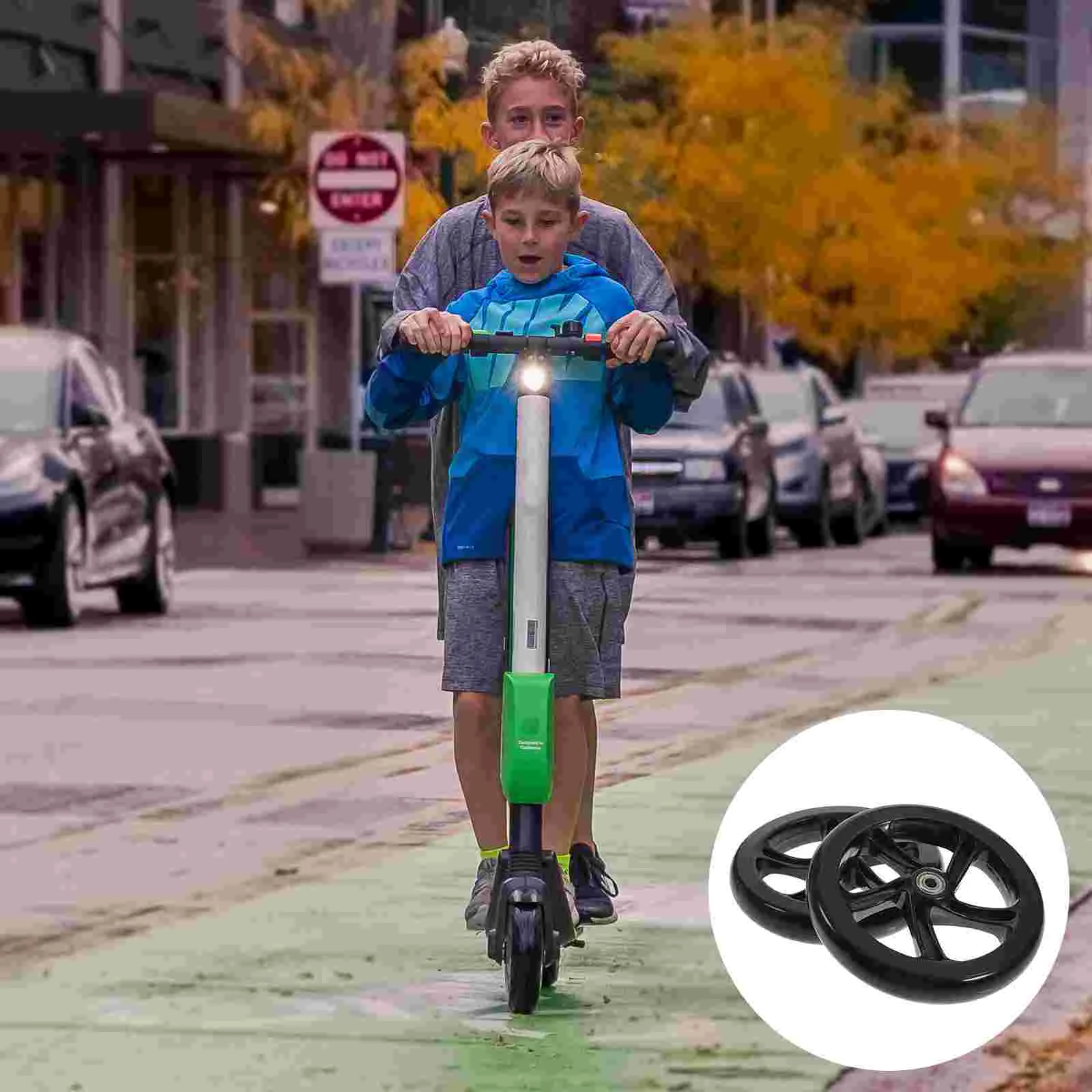 2-teiliges Rad Wheelies Skateboard-Räder PU Elektroroller Hohe Elastizität Kinderwagen Teile Ersatz Schwarz Kind