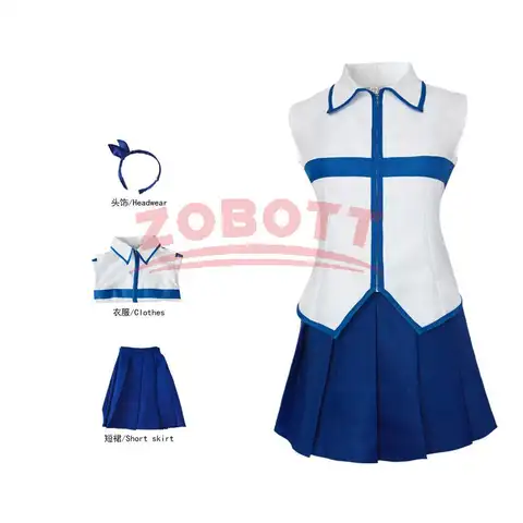 Anime FAIRY TAIL Lucy Heartfilia Cosplay Kostym Toppkjol Hårnålsset Halloween Sminkfest för Kvinnor Klänning 10 best sales Lucy cosplay Fairy Tail - №5