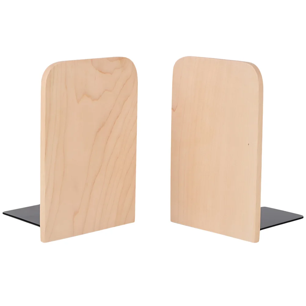 

2Pcs Wooden Book Ends Practical Book Supports for Office School Library Heavy Books Stand Dust Resistant Bookends