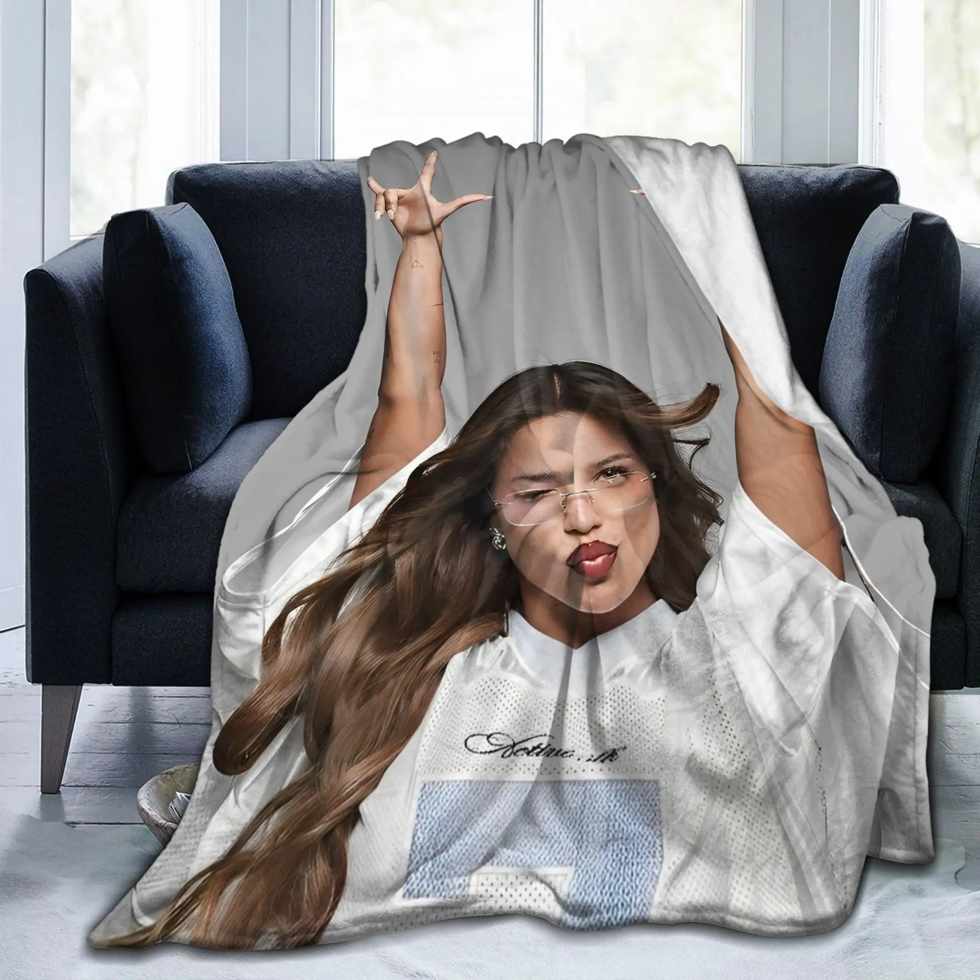 

Emiliamernese Fuzzy Blankets Mp3 Music Creative Throw Blanket for Bed Sofa Couch 150*125cm Bedspread