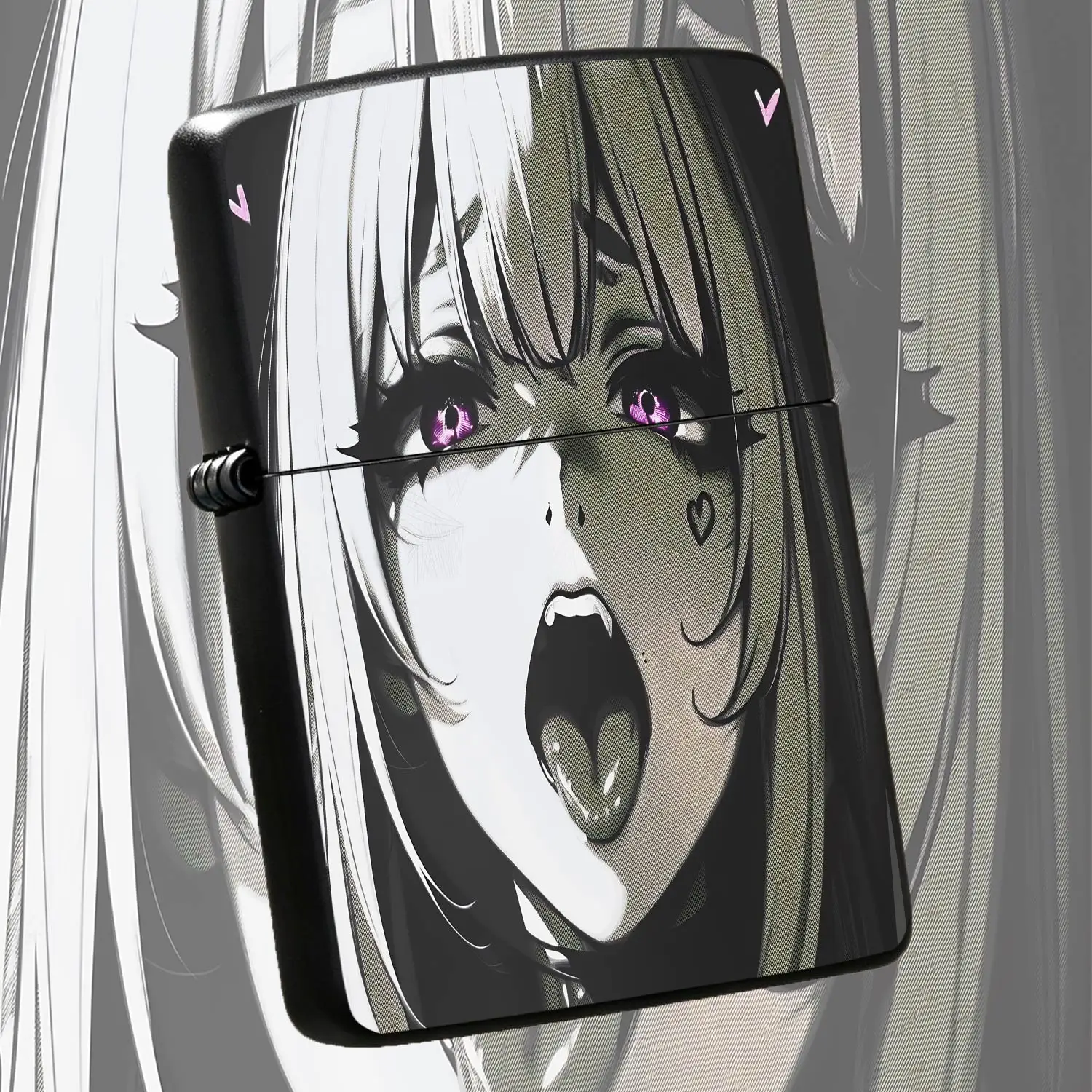 Trendy Anime Girl Themed Portable Lighter, Unique Purple Eyes Heart Cheek Mark Design, Stylish Two Dimensional Decor Accessory, Perfect For Daily Carry, Various Occasions Use, Creative Exquisite Gift For Anime Lovers An A Humorous And Inter