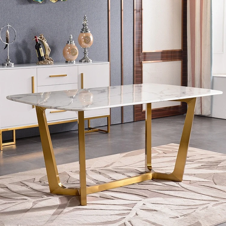 طاولة طعام جديدة فاخرة وخفيفة وكرسي مجموعة طاولة منزلية حديثة وبسيطة تتسع لـ 4/6 أشخاص لتناول الطعام تايبي أوروبية مستطيلة