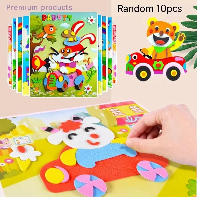 10/20Pcs 3D 입체 붙여 넣기 그림 DIY 만화 동물 퍼즐 어린이를위한 멀티 패턴 스타일 장난감 3D EVA 폼 스티커 선물
