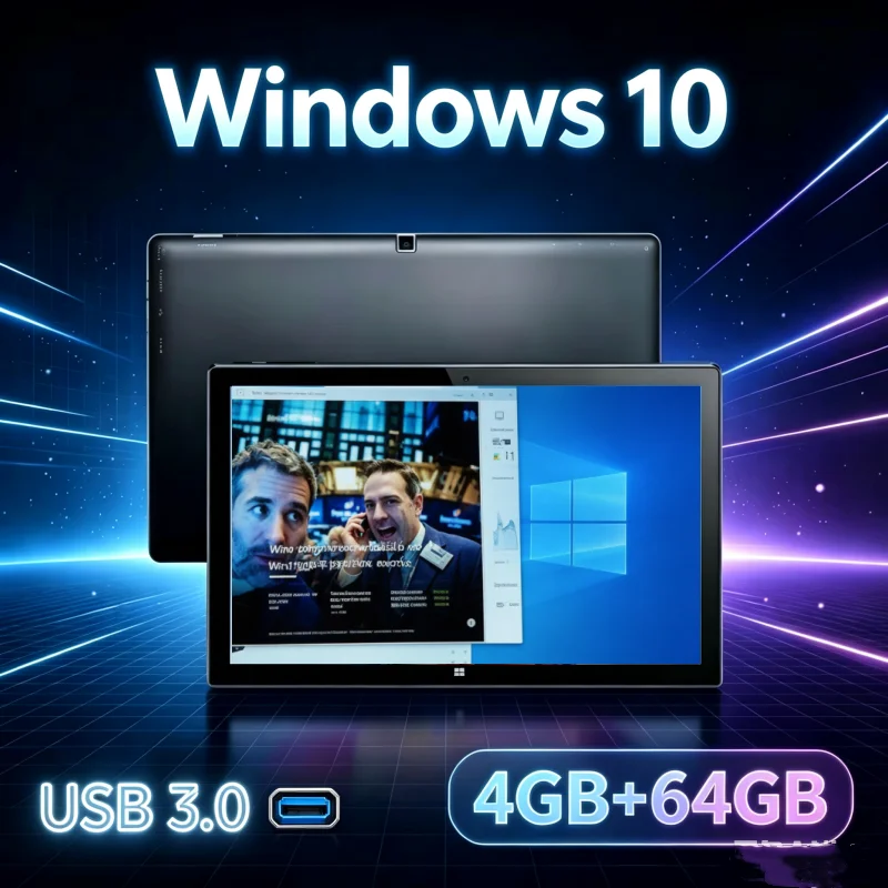 2026년 도매용 10.1인치 윈도우 10 태블릿, 64비트 인텔 아톰 X5-Z8300 프로세서, 4GB DDR RAM, 64GB ROM, 1280 x 800 IPS 디스플레이, USB 3.0 포트 1개, Wi-Fi 지원