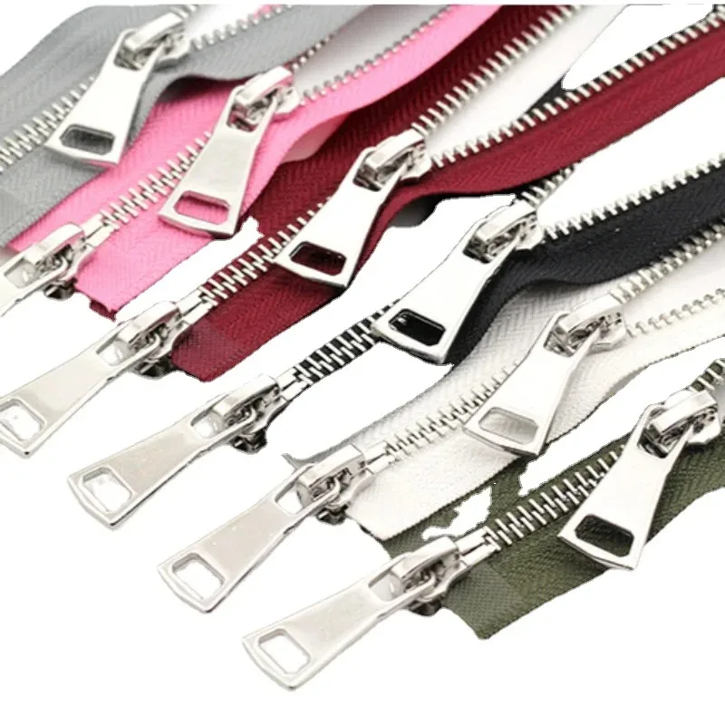 

5# 70 80 90 100cm Metal Zipper Red Black White Pink Grey Green Coffee Camel Double Open 2-way Jacket Sewing Accessory Wholesale