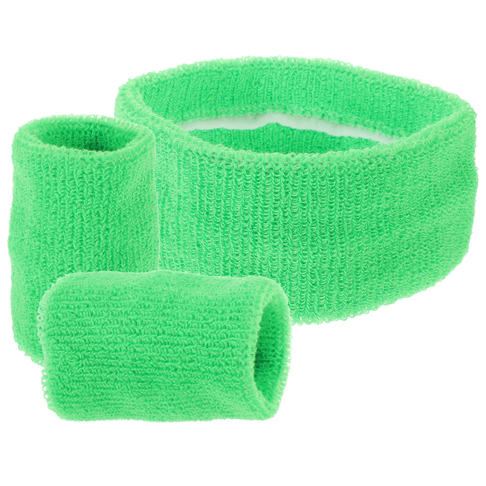 

1 set Cotton Sports Headband Wristbands for Men Women Microfiber Polyester Sweat Absorbing Yoga Fitness AccessoriesGreen