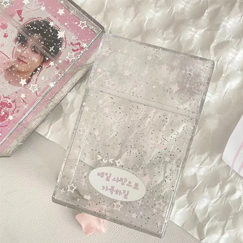 Ins Sparkling Star Photo Card Storage Box Kpop Card Storage Box Student Desktop Small Object Storage Organizer Case