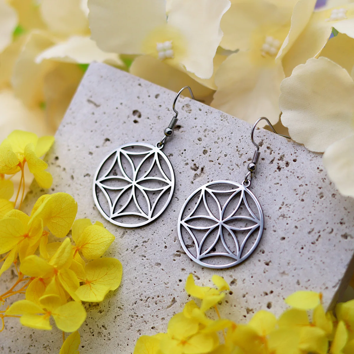 Todorova الإبداعية الفولاذ المقاوم للصدأ أفروديت زهرة الفن خط أقراط للنساء الرجال المعلقات هدايا أقراط مجوهرات #4