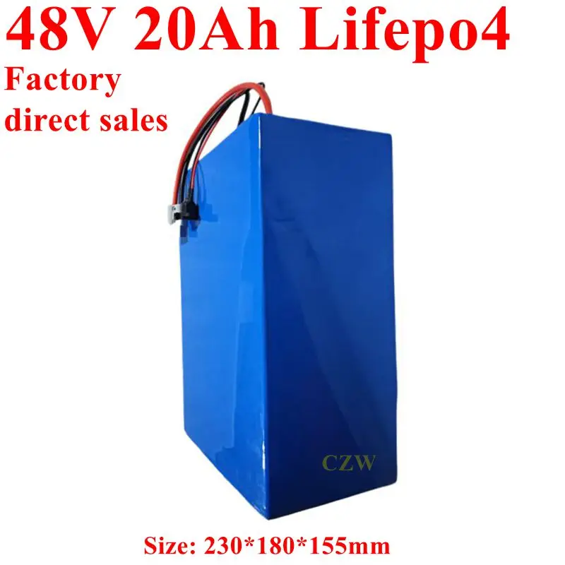 

CZW lithium 48v 20ah lifepo4 battery pack BMS 16s 51.2v 20Ah for 800W 1000W 1200W 2000w go cart + charger