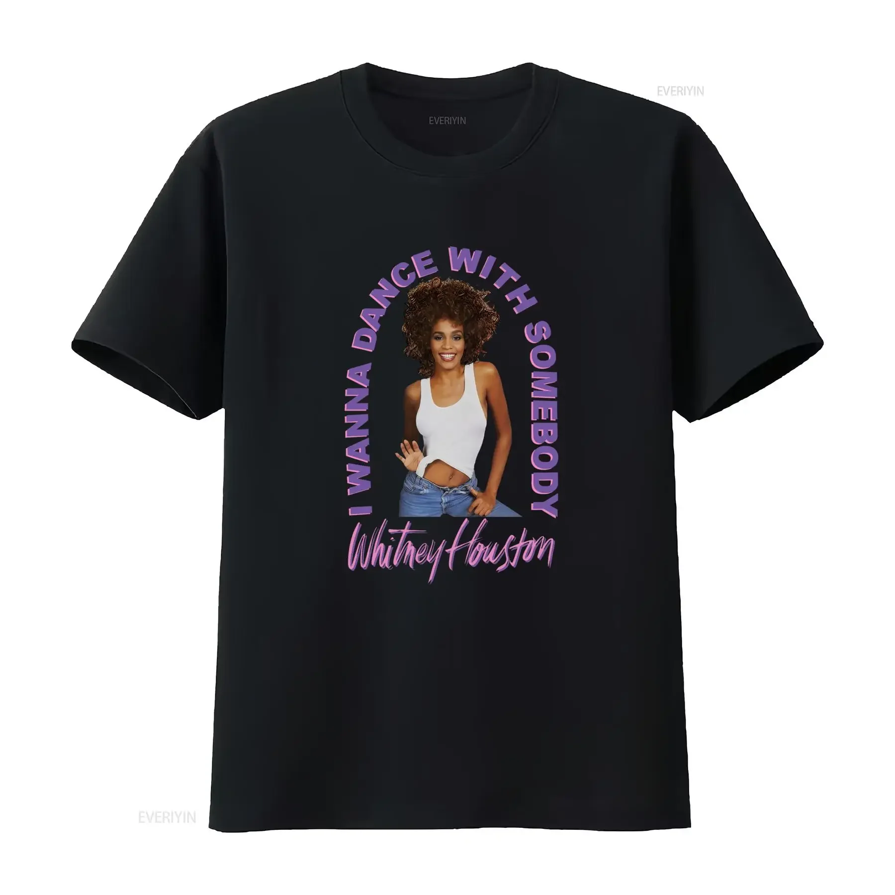 Officially Licensed Whitney Houston I Wanna Dance With Someone Women's T Shirt vintage Washed Soft designer clothes streetwear