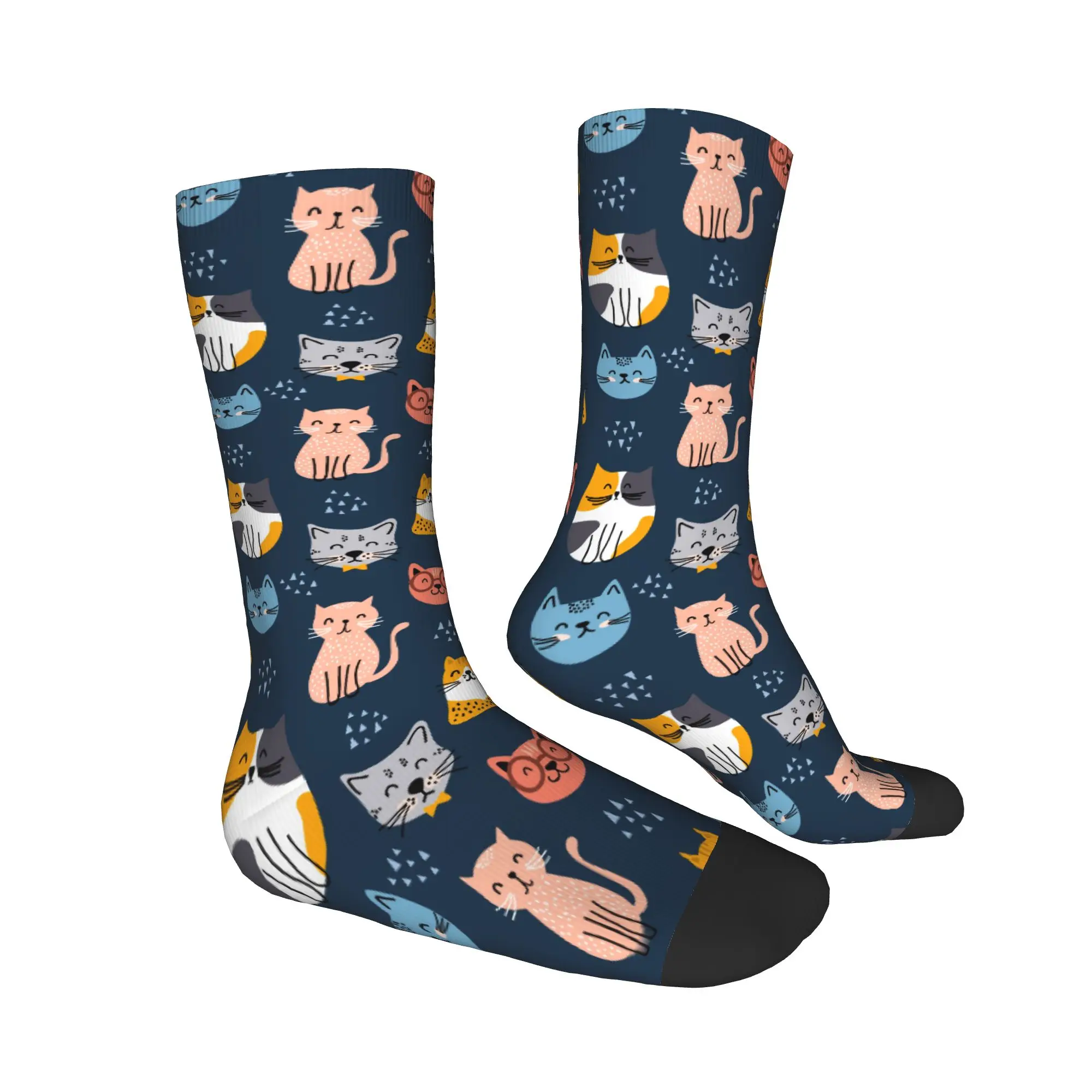 ถุงเท้าสตรีทแวร์ลายการ์ตูนแมวน่ารัก สีสันสดใส ถุงเท้าผู้หญิงผู้ชาย ถุงเท้าสเก็ตบอร์ดเนื้อนุ่ม อุ่นสบาย