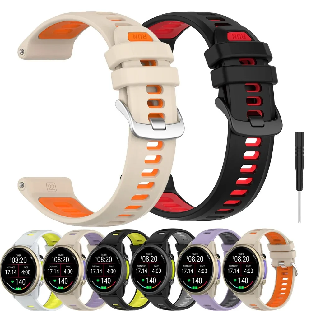 Silicone Strap for Garmin Forerunner 970 955 945 935 745 Two-tone Comfortable Soft Bracelet for Forerunner 965 Accessories Belt