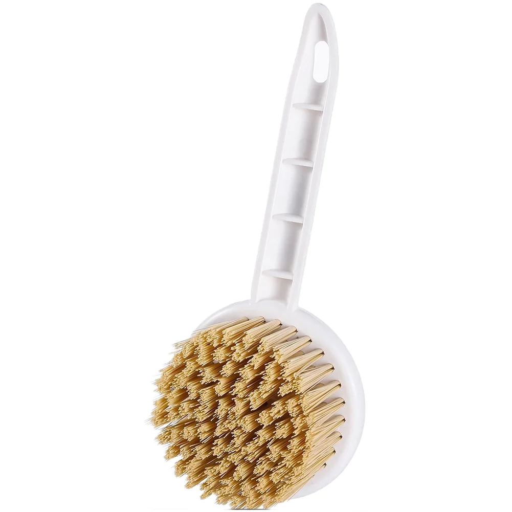 Oil Resistant PET Pot Brush with Ergonomic Long Handle for Deep Cookware Cleaning and Convenient Hanging Loop Storage