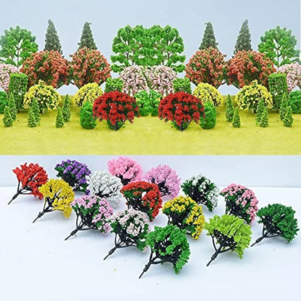 10pcs 1/150 1/100 규모 인공 모델 나무 기차 숲 디오라마 풍경 레이아웃 건물 풍경 액세서리 어린이를위한 장난감