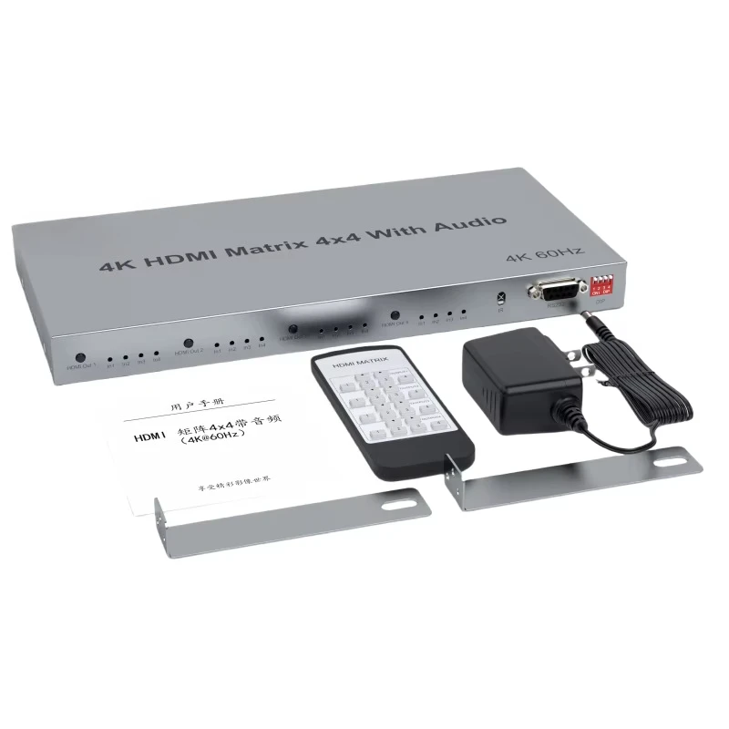 4K60HZ     Matrix 4X4 with   o 4X4 Switch Metal     Switch RS232   o & Video Accessories EDID Support