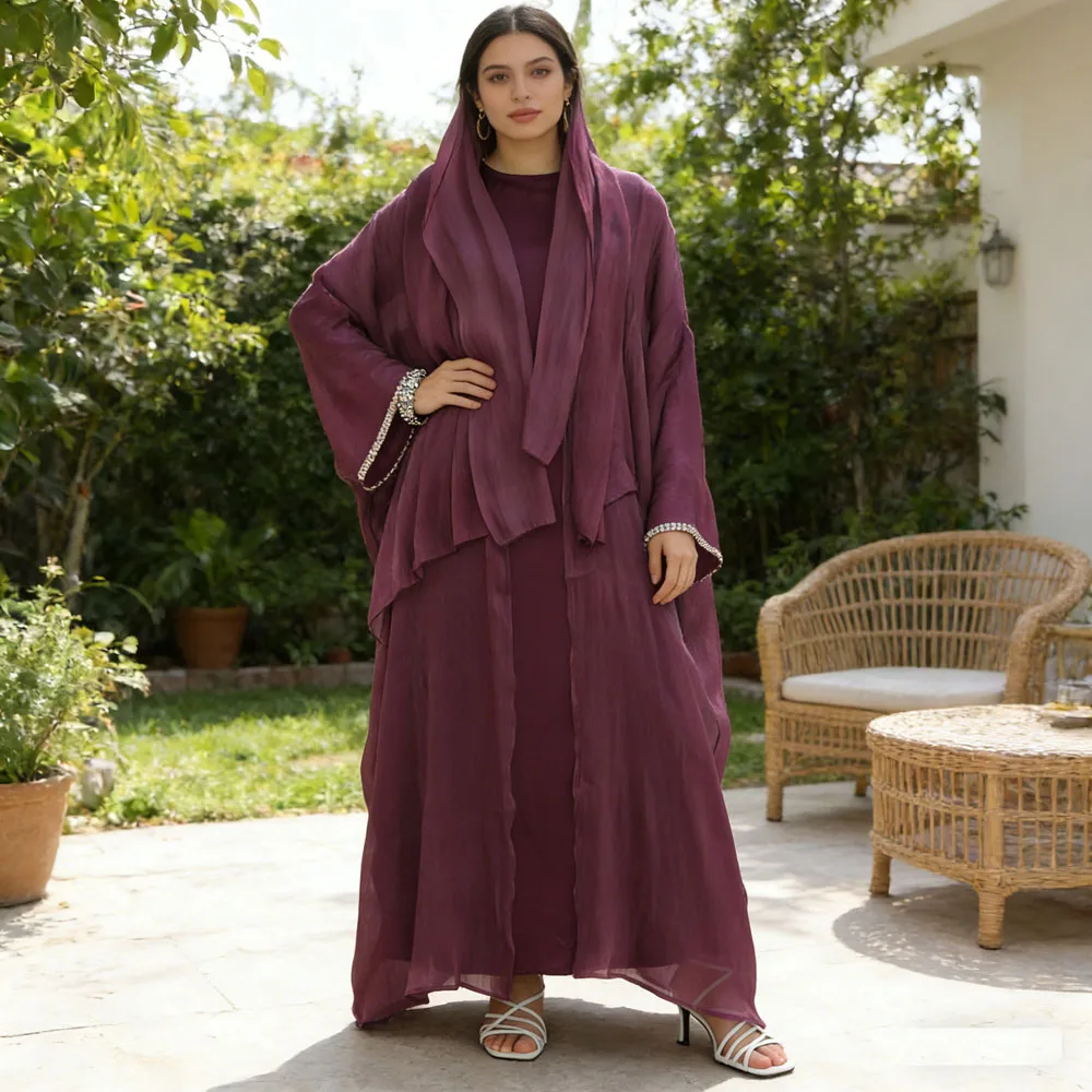 

Dubai Open Abaya for Women Kaftan Muslim Modest Kimono Cardigan Jalabiya Kebaya Islamic Long Robe Femme Musulmane Turkey Party