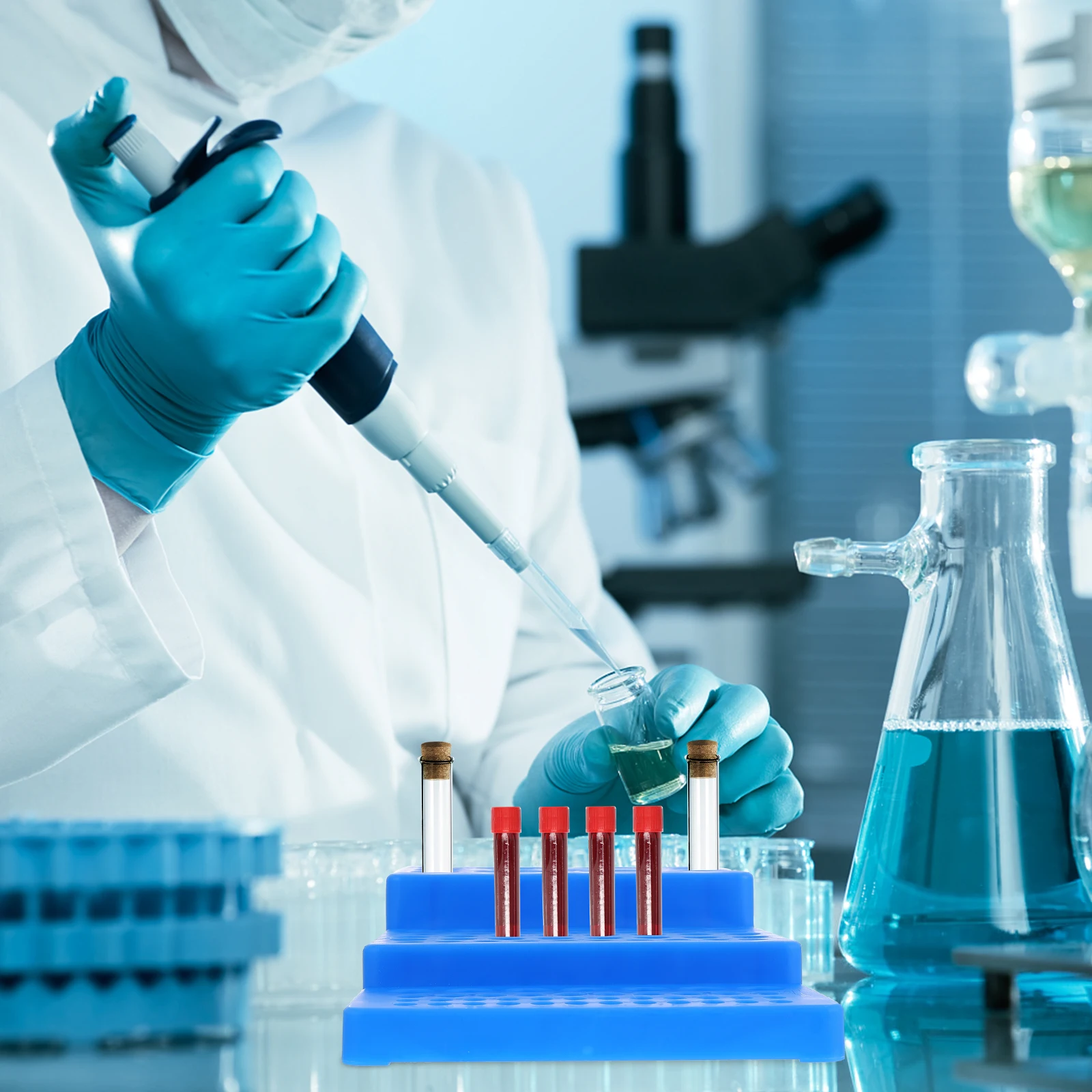 

Test Tube Rack Plastic Test-tube Holder Organizer Tubes Essential Oil Laboratory Stand Pp 40-hole Tool