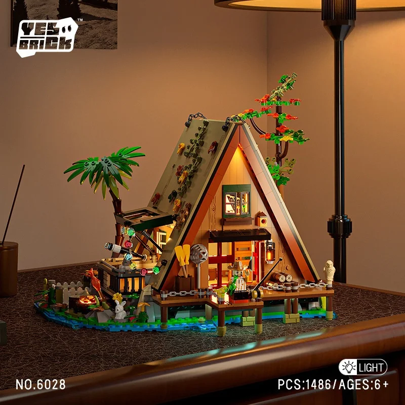 

1pc LED-lit treehouse building component display set of bricks for forest cabin construction toys street scene building blocks
