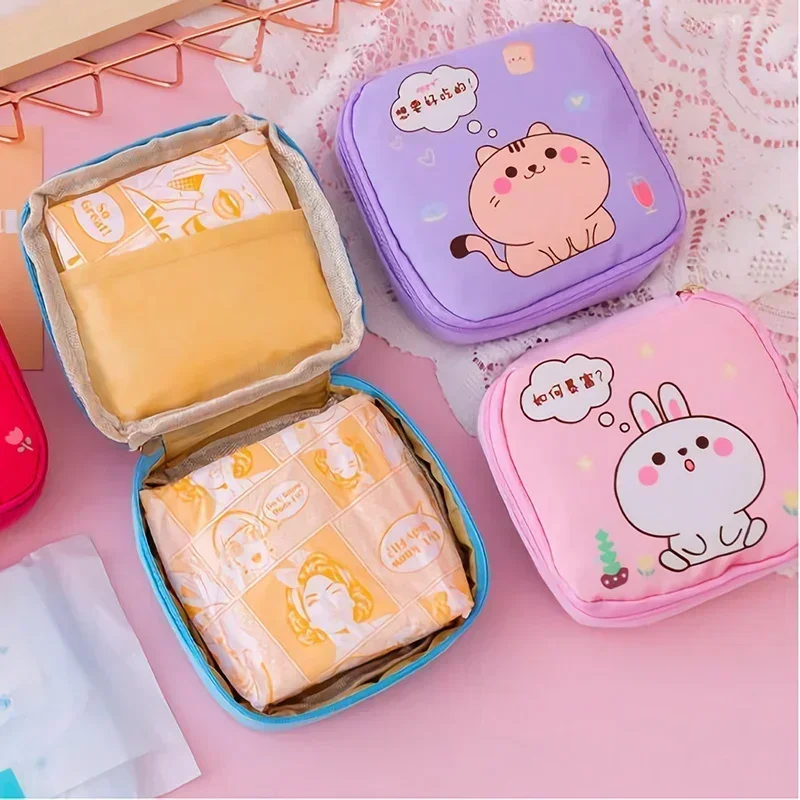 Lady Cosmetic Bag Lipstick Holder Organizer Cute Tampon Storage Bag Women Sanitary Pad Pouch Napkin Towel Makeup Bag Organizer