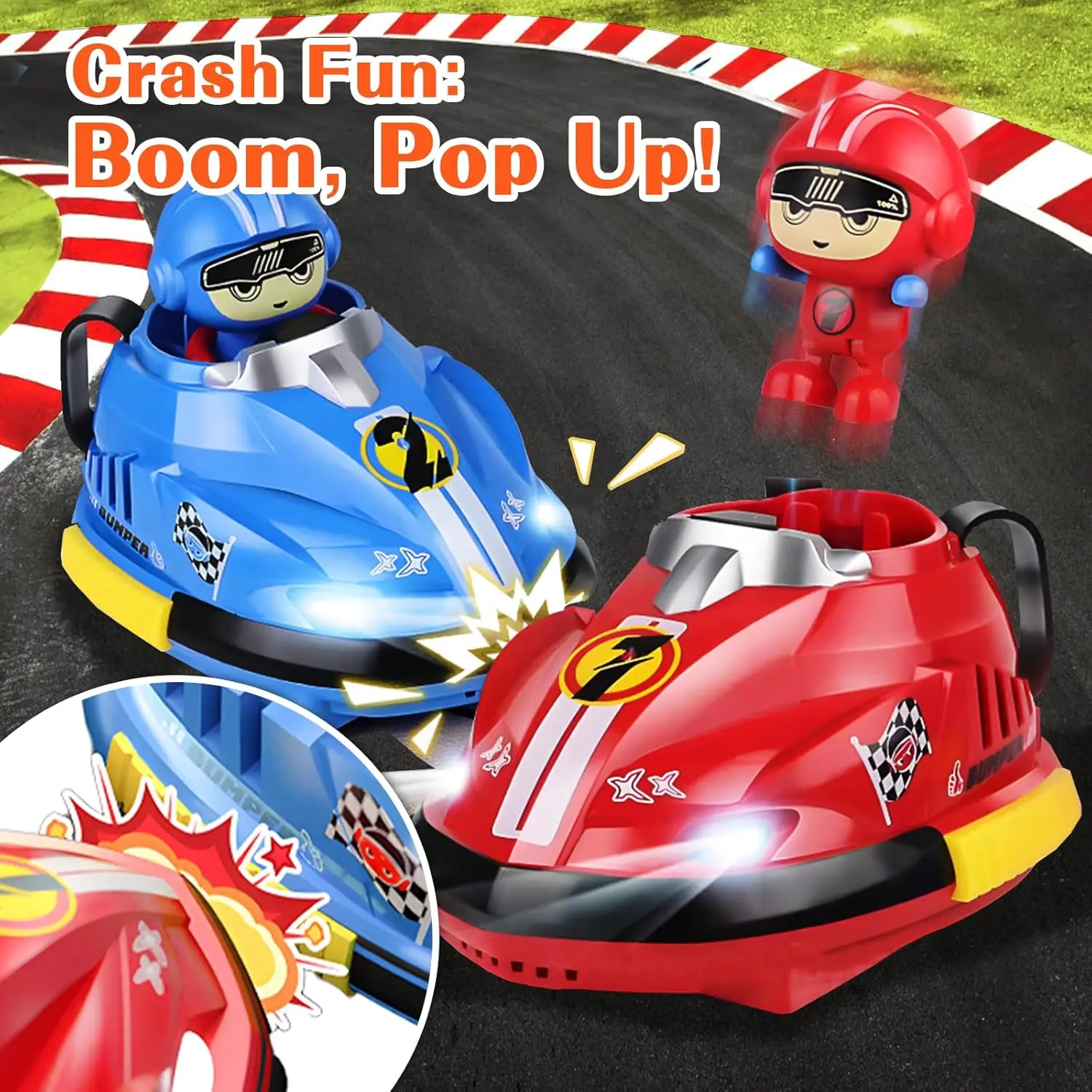 RC Battle Bumper Car Toy for Toddler Boy Girl Catapult Robot Karting Toy with Music Light RC Battle Game for Kids Family Battles