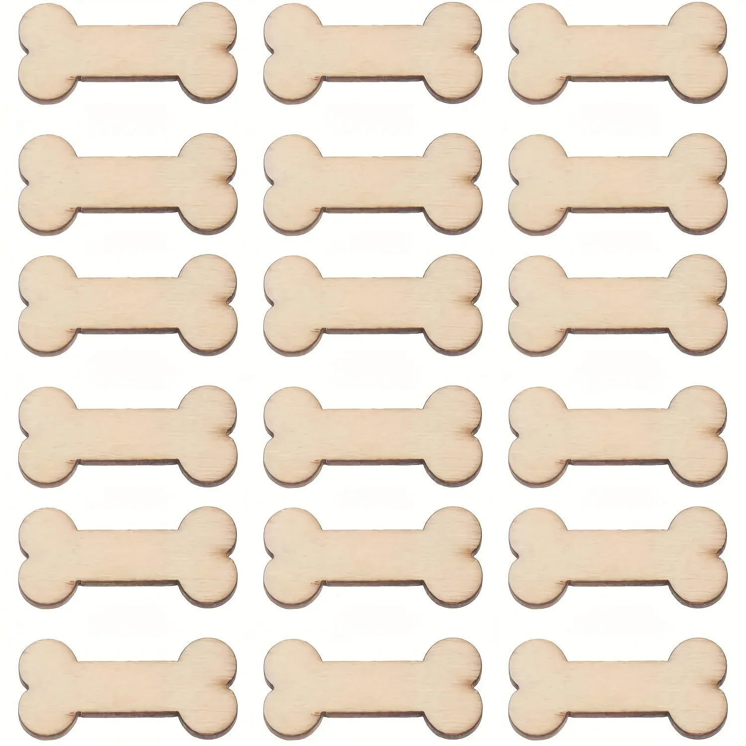 100pcs Wooden Dog Bone Cutouts Unfinished Wood Dog Bone Slice Blank Bone Shaped Ready to Paint Wood DIY Craft Embellishments