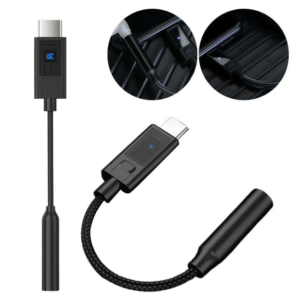 KZ AM02 Amplificatore di decodifica DAC portatile Adattatore audio da USB C a 3,5 mm con sintonizzazione EQ professionale a 4 stadi