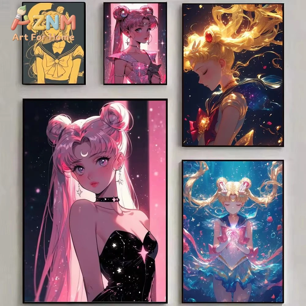 1pcs Lovely S-Sailor M-Moon Poster Wall art print art suitable for living room bedroom bar parlor home decor gift