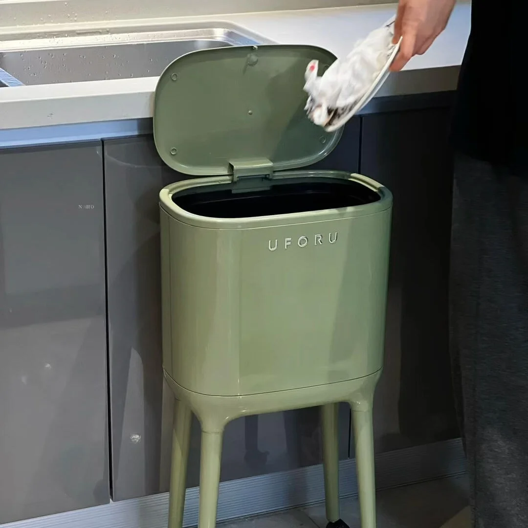 

No-Bend Waist High Capaci Cost Buet Thiened Pred Wheel Movable Luxury Garbage Can Long Tub ape Household Tra Can