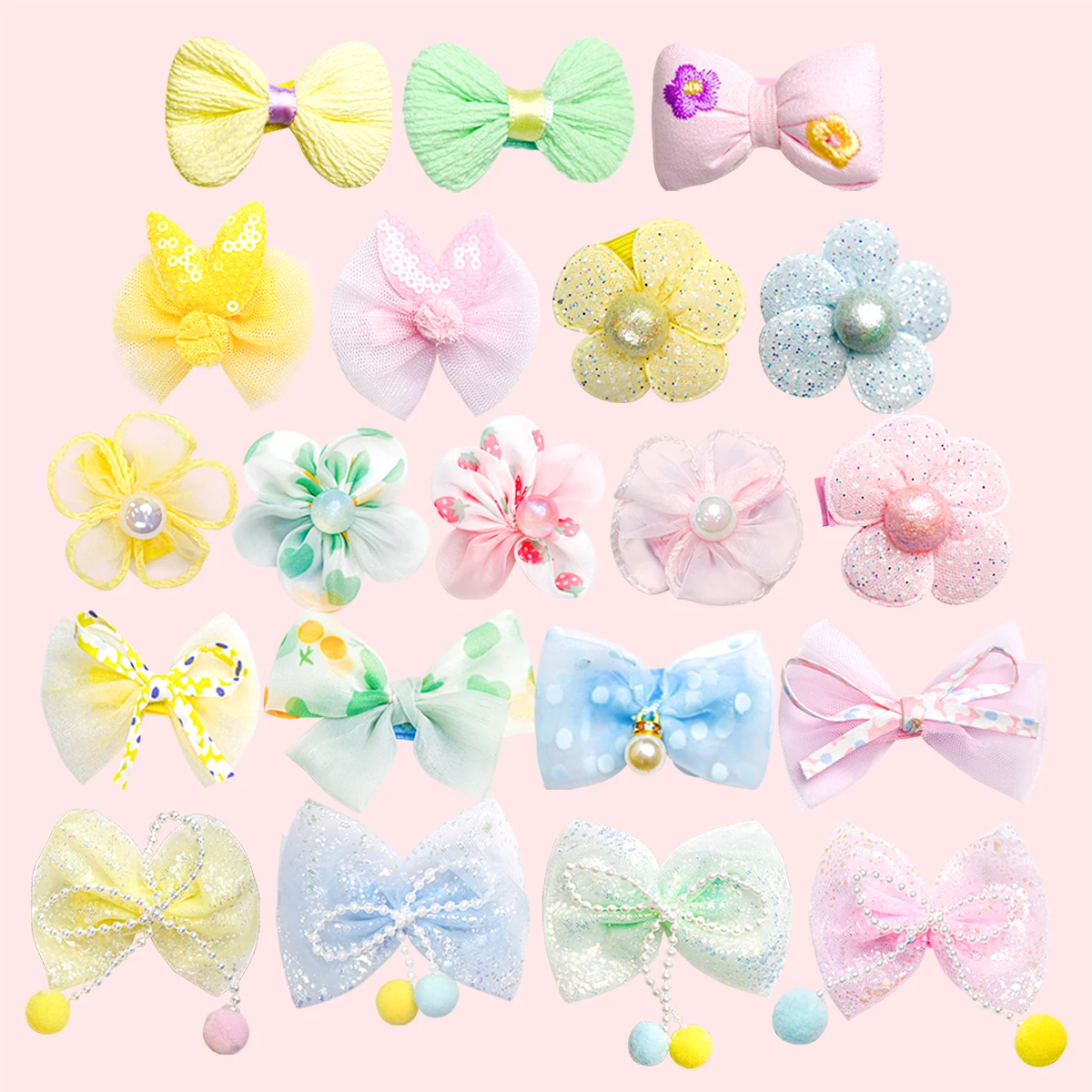 4PC Pet Accessories Dog Hair Clip Cat Supplies Cute Colorful Multiple Bow Clip Random Colors