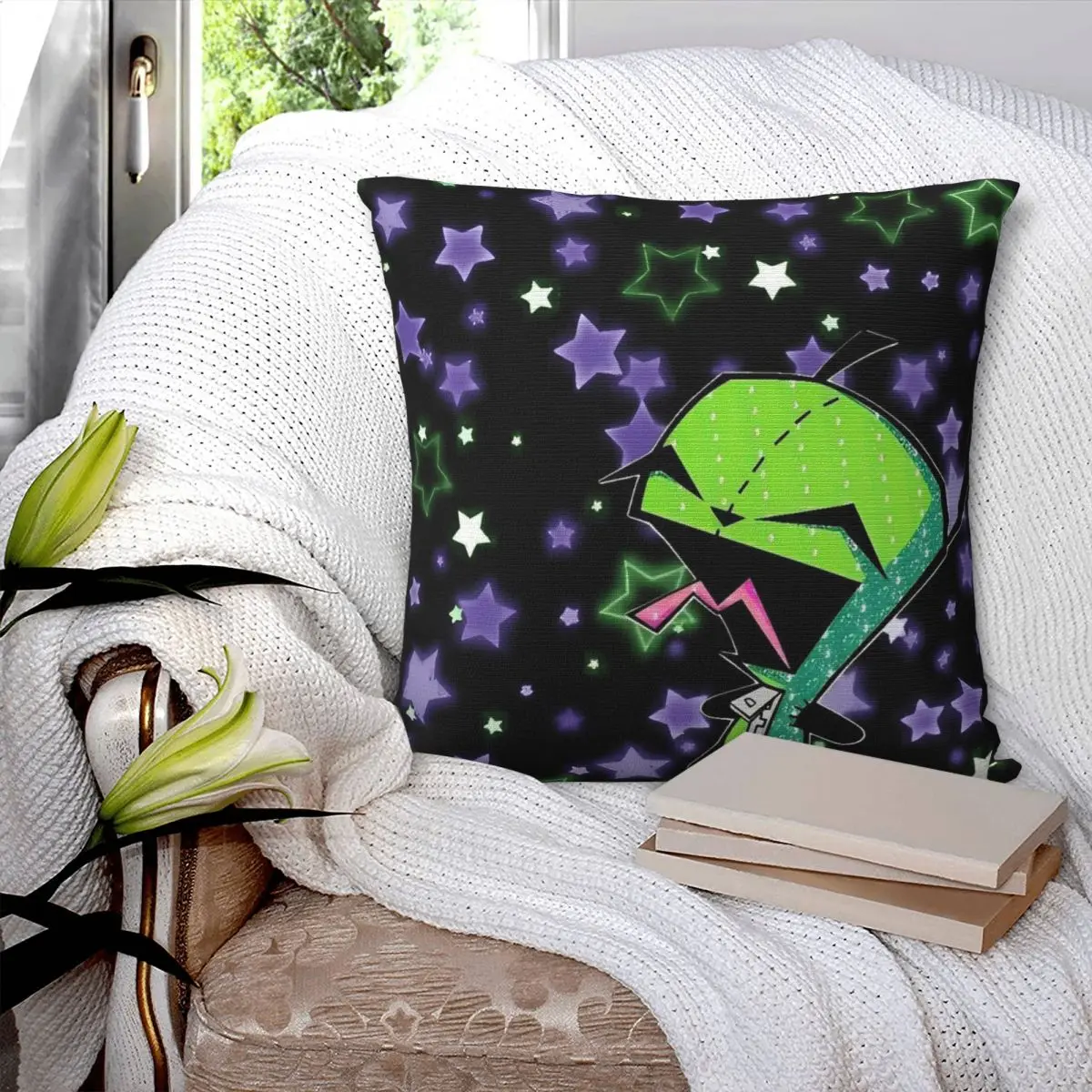 الغزاة Zims لطيف الفيلم وسادة غطاء غطاء الوسادة البوليستر كيس وسادة الرجعية العصرية سادات ل أريكة ديكور المنزل