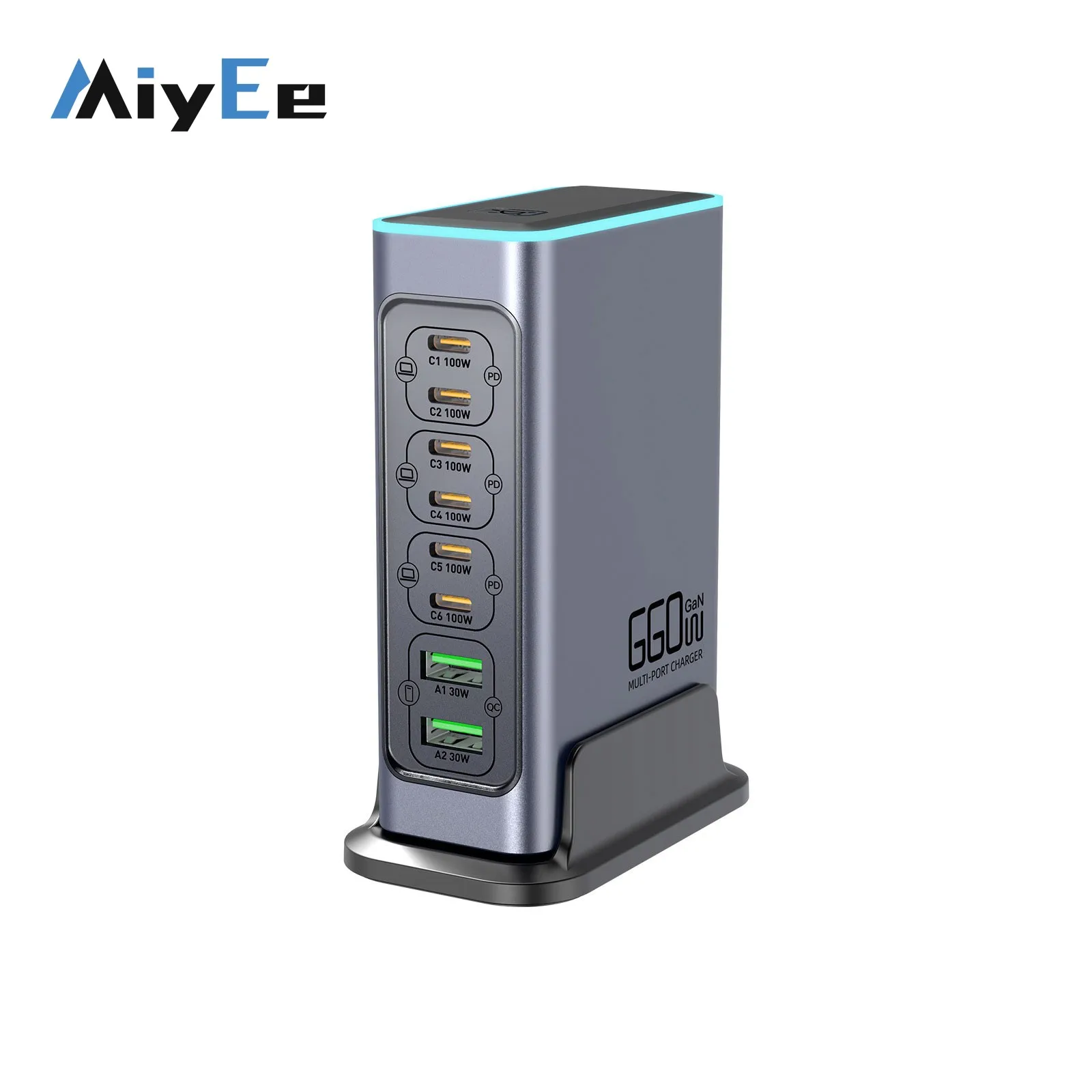 

WLX-F8L 660W Мощное зарядное устройство GaN с быстрой зарядкой, настольная многопортовая станция быстрой зарядки PD+QC3.0