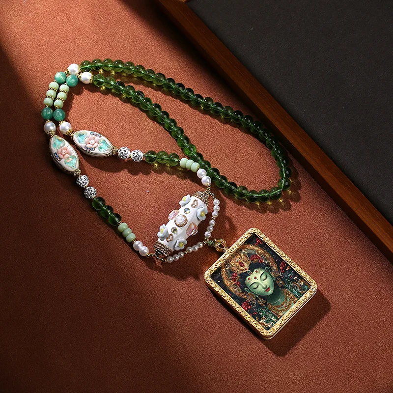 collar-con-caja-gahu-thangka-tibetana-de-tara-verde-colgante-semipintado-a-mano-chapado-en-oro-vintage-y-versatil
